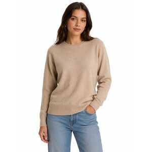 Croft & Barrow 100% Cashmere Crew Neck Sweater Tan Oatmeal Small Long Sleeve